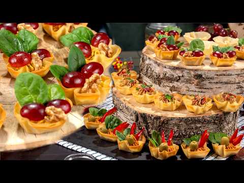 Recipes for filo dough baskets filled with various pastes and delicious creams