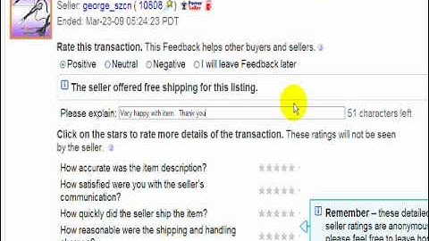 Leave Feedback For The Seller - eBay Video Tutorials