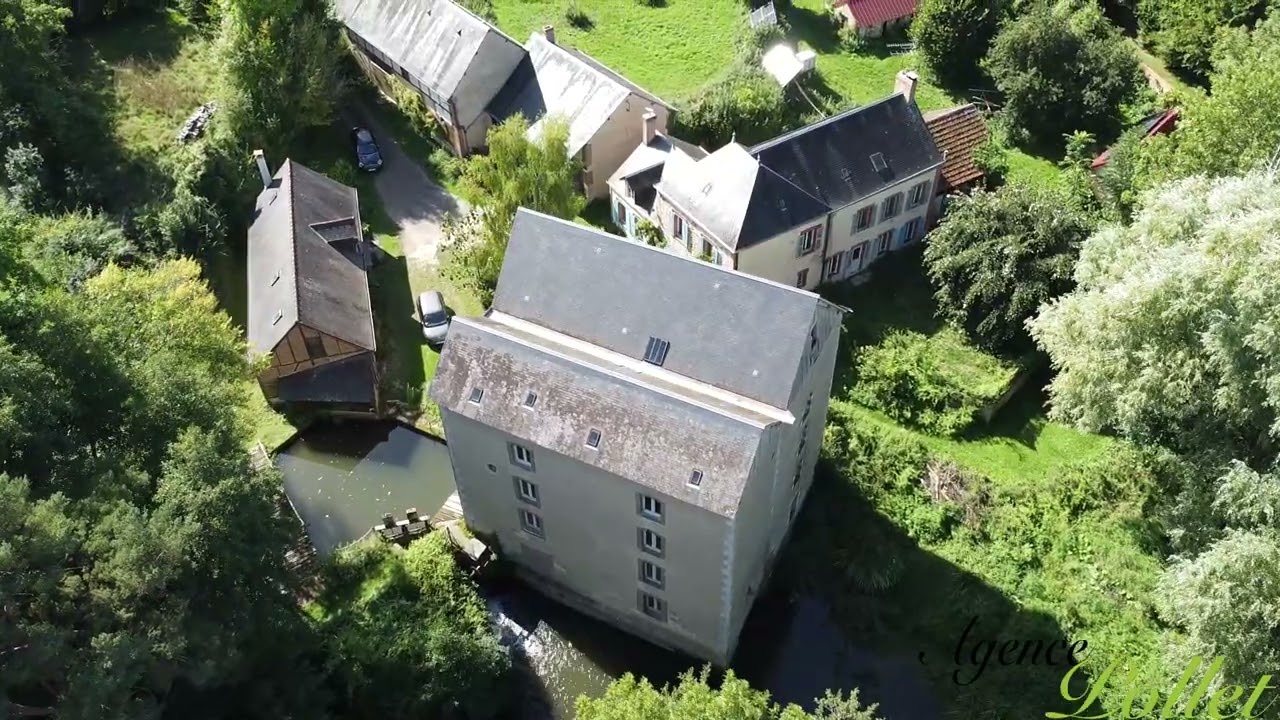Aperçu vidéo — Propriété 9,5 ha : maison, moulin, dépendances, 3 étangs, rivière, bief