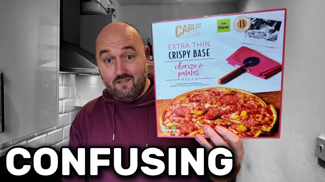 SPANISH toppings on an ITALIAN pizza from a GERMAN supermarket but sold in ENGLAND !!!