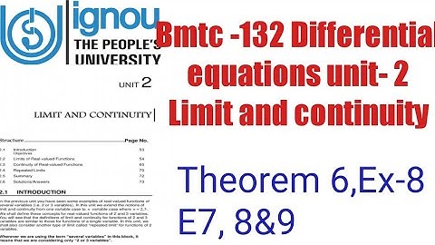 (V-17) Ignoucbcs bag bscg mathematics bmtc-132 Differential equations unit- 2Limit and continuity