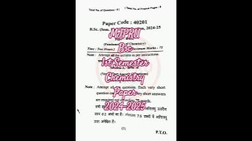 MJPRU bsc 1st Semester Chemistry paper 2024-2025