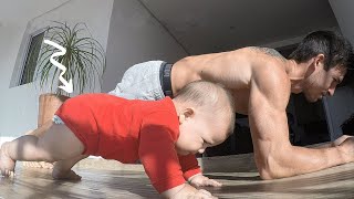 Funny Moments of Baby Exercising with Daddy || Big Daddy