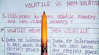 Volatile Vs Non Volatile Memory|Difference Between Volatile And Non  Volatile Memory|Volatile Memory. - Youtube