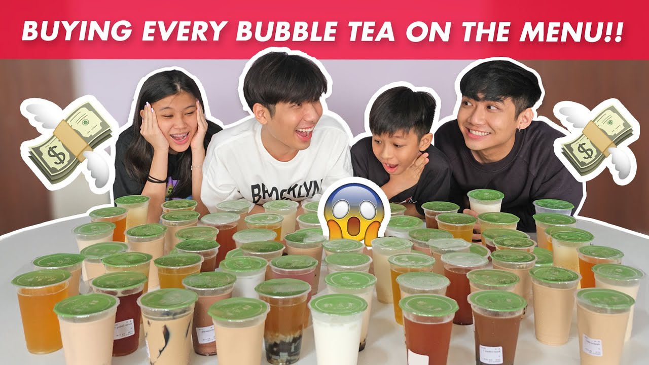 BUYING EVERY BUBBLE TEA ON THE MENU!! ($100++ OMG) - YouTube