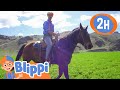 Sing the Horsey Song with Blippi🐎 | Animals for Cartoons Kids | Funny Cartoons | Learn about Animals