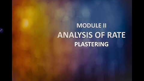 Ktu QSV- Analysis of rate - plastering