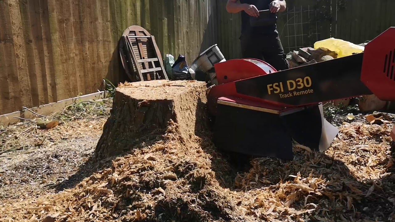 FSI D30 Track Remote stump grinder Rhino Grinding YouTube
