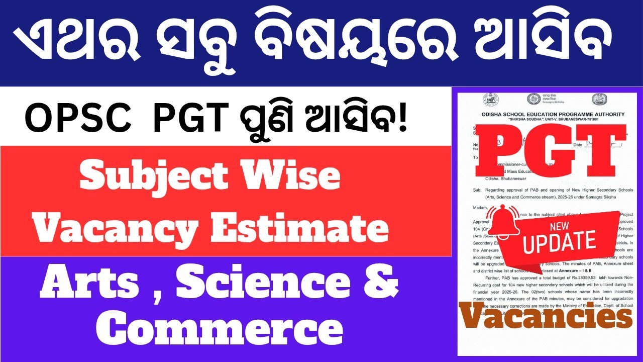 OPSC PGT UPCOMING RECRUITMENT VACANCY ESTIMATE II ELIGIBILITY II SELECTION PROCESS II EQUIVALENT 