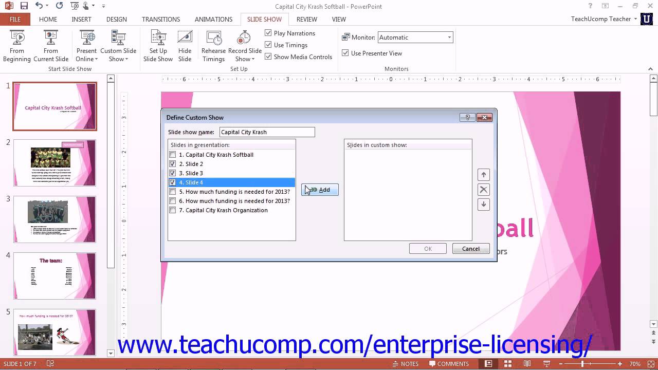 Microsoft Office PowerPoint Tutorial 2013 Using Slide Show View 7.2 ...