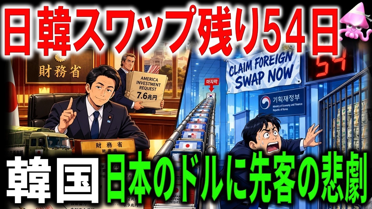 【悲報】韓国、外貨準備をアメリカ投資に流し始める⇒危機の時のドルは「日韓スワップ」頼み…でも日本のドルはアメリカ投資と円防衛で先約ありｗｗｗ通貨スワップ枠の期限まで残り54日