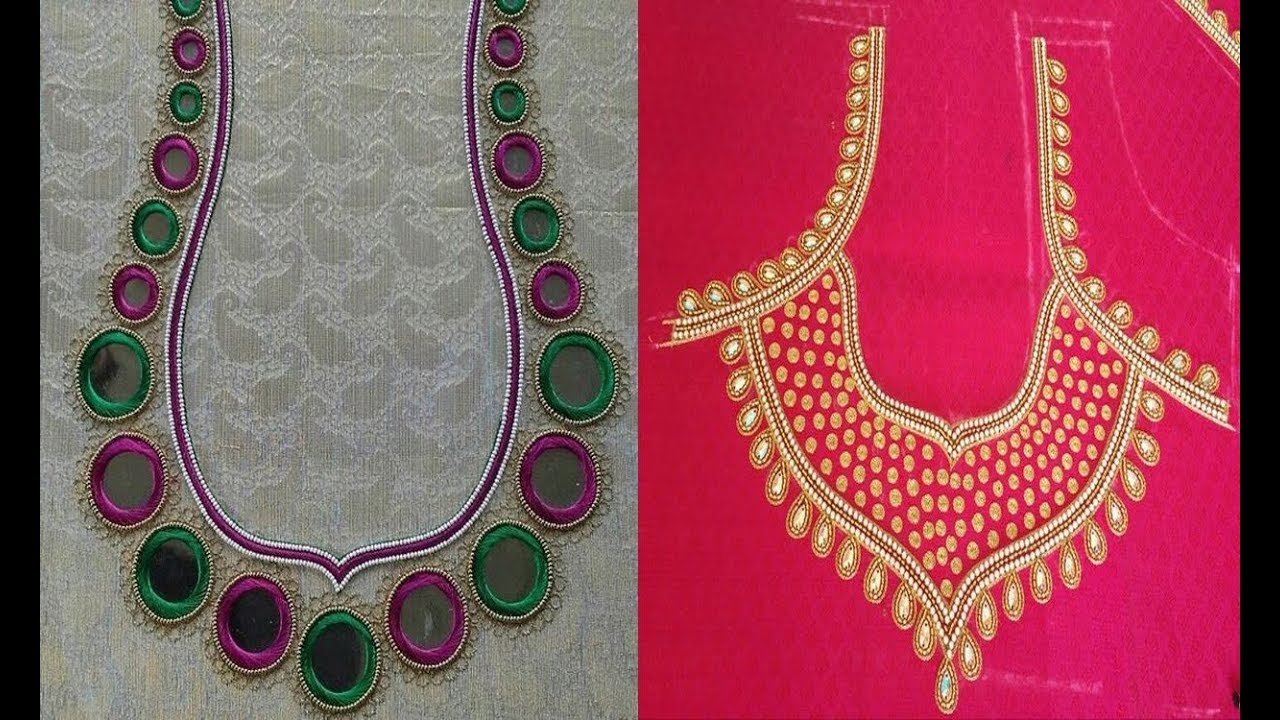 Maggam Work And Aari Embroidery Blouse Back Neck Designs