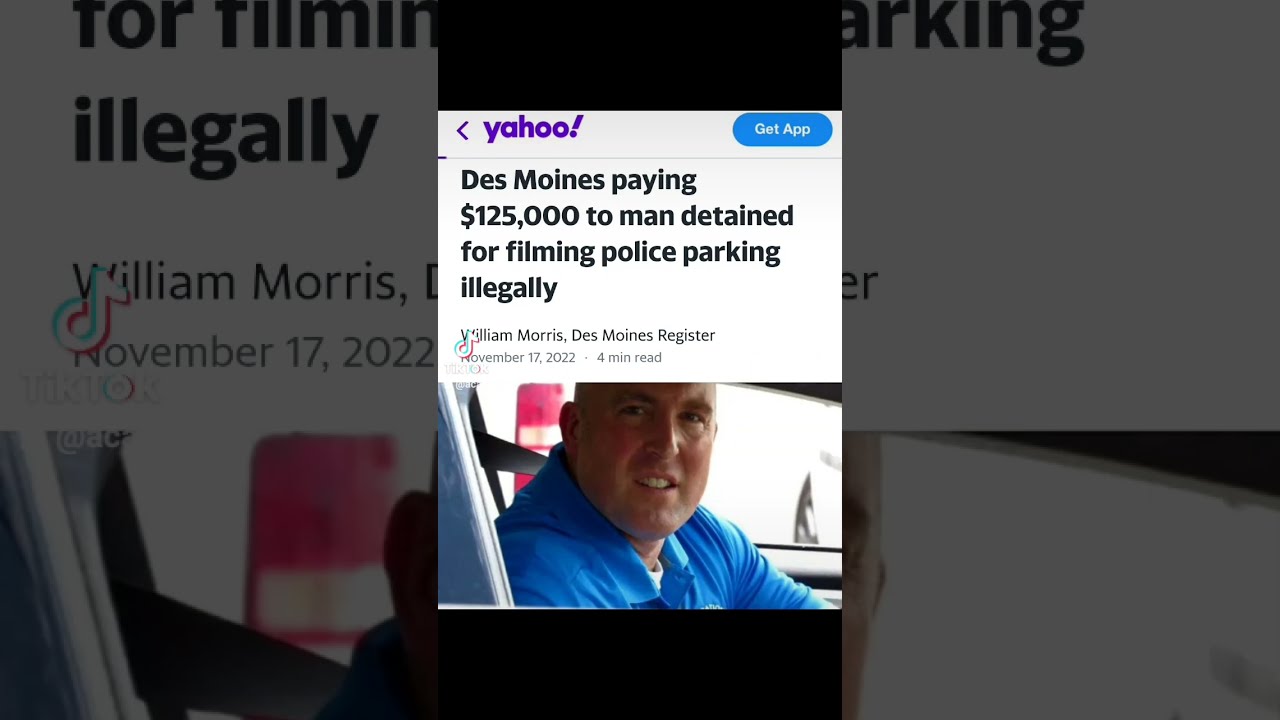 $125k settlement for man detained for filming Police parking illegally. #iowa #shorts #acabdevil