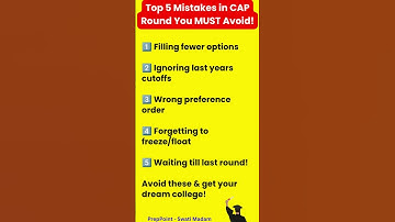 CAP Round 2025 🔥 Top 5 Mistakes to Avoid | College Admission Tips