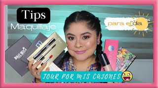 COMO HACER UN MAQUILLAJE PARA EL DÍA | TIPS,  RECORRIDO POR MIS CAJONES DE MAKEUP | ClauCamChannel