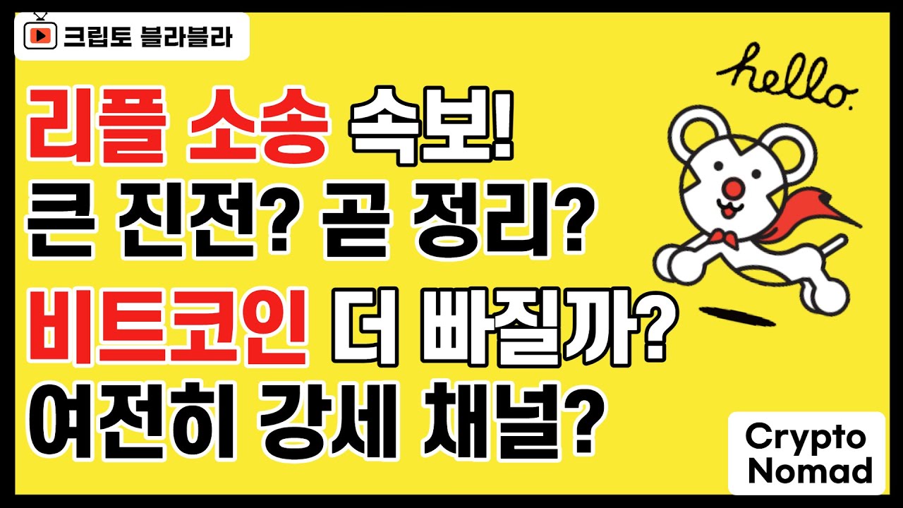 코인 뉴스 속보 Update New 리플 소송 속보! 큰 진전? 곧 정리? 비트코인 더 빠질까? 여전히 강세 채널? / 크립토 블라블라 비트코인 뉴스