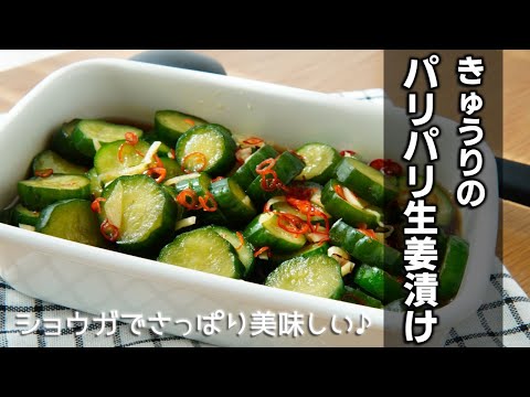きゅうりのパリパリ生姜漬け お酢と生姜でサッパリ食べられるお漬物 Pickled Cucumber In Ginger Youtube