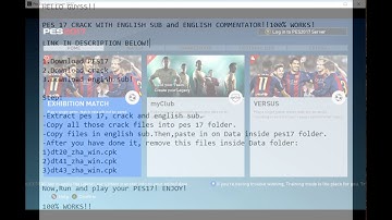 PES 2017 CRACK!! 100% WORKS with ENGLISH SUB AND COMMENTATOR!(TESTED ON 29/10/2017)
