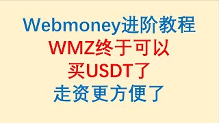 Webmoney进阶教程 / WMZ终于可以买USDT了 / 走资更方便了