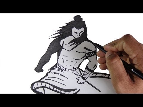 How To Draw Lord Shiva Parameshwara In A Warrior Look.