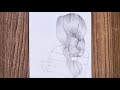How to draw a Girl with beautiful Backside Braided hairstyl || Pencil for beginners sketch || Girl