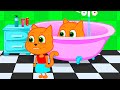 Cats Family in English - Brother Is Hiding In The Bath Cartoon for Kids