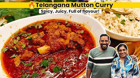 🐐Mutton Curry Telangana Style | Mutton Curry In Pressure Cooker | Mutton Recipe With Bagara Rice! 🍚