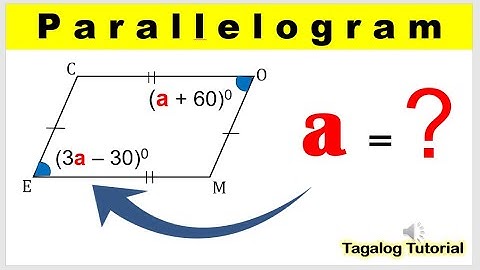 [Tagalog] Solve for a in parallelogram COME #grade9 #math9 #parallelogram #solvingparallelogram