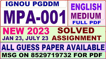 mpa 001 solved assignment 2023 / mpa 1 solved assignment 2022-23 / ignou pgddm mpa 1 2023-24