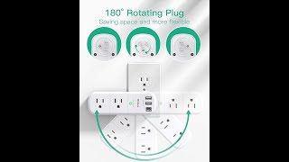 Outlet Extender Surge Protector with Rotating Plug