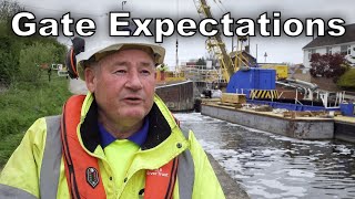 268. Replacing canal lock gates using a boat crane