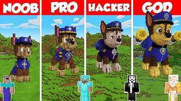 Chase Paw Patrol Build Battle Challenge - Noob vs Pro vs Hacker vs God - Minecraft Animation