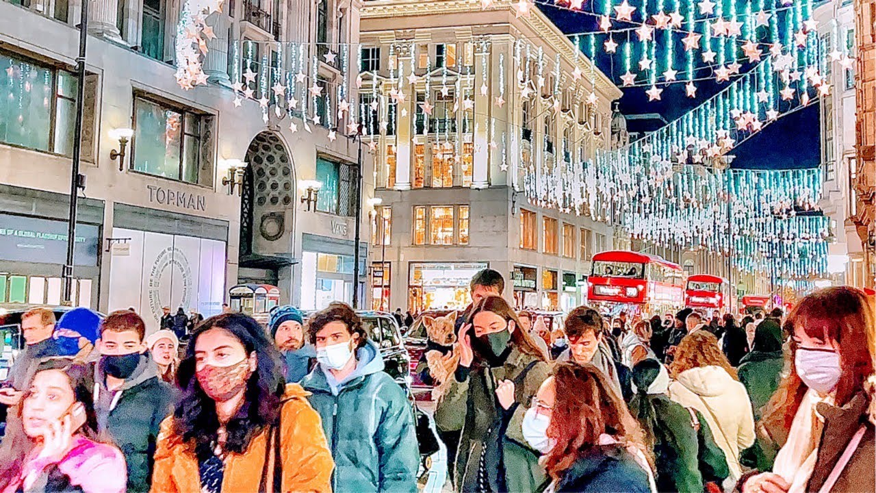 London Christmas Walk 2021 London Regent Street Christmas Lights London Winter Walk 4k HDR