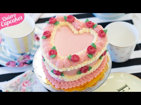 TARTA CORAZN ESPECIAL SAN VALENTN -TCNICAS DE DECORACIN CON BOQUILLAS O DUYAS   QUIERO CUPCAKES