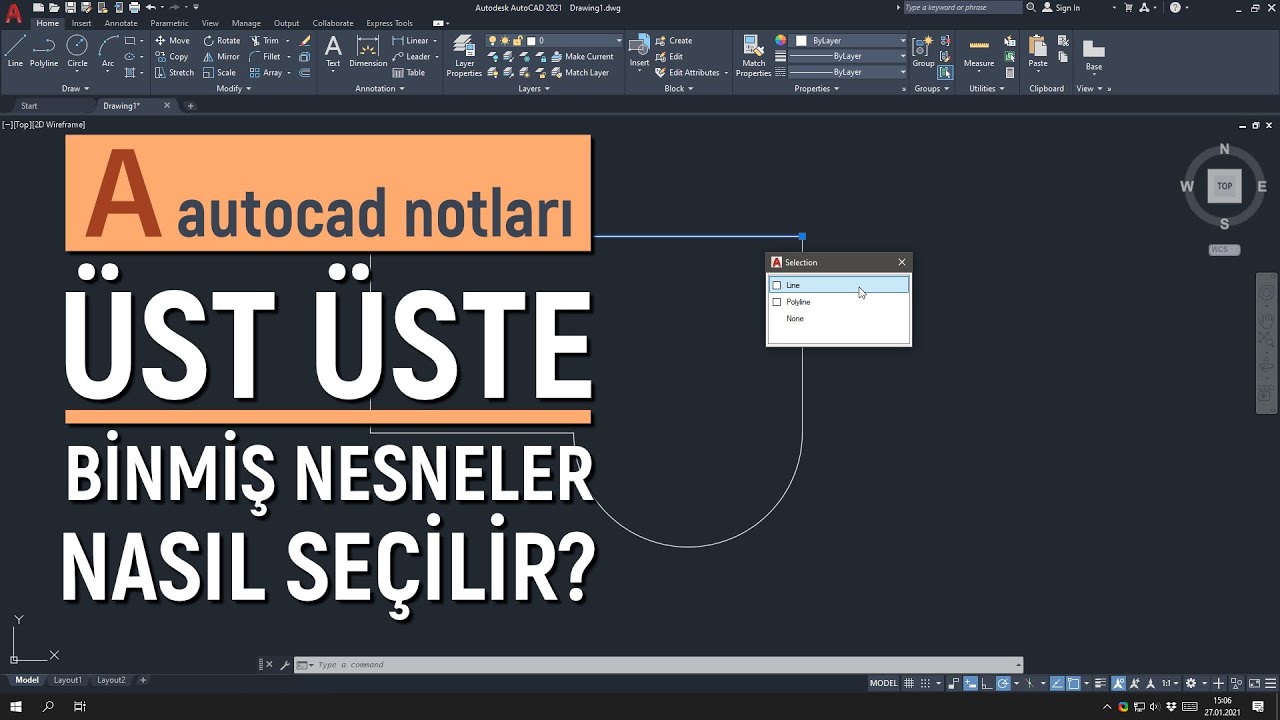 Autocad'de üst üste binmiş nesneler nasıl seçilir?