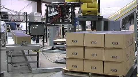 Industrial Robotic Manufacturing with a Fanuc Case Palletizer System by Sage Automation