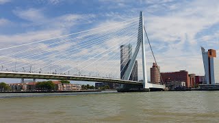 Erasmus Bridge, Rotterdam, Holland, The Netherlands (2024) (4K) drawbridge (cable-stayed bridge)