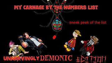 My Carnage By The Numbers List (Unnervingly Demonic Edition) (PREVIEW)