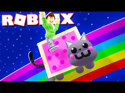 Ride A Nyan Cat Down A Rainbow In Roblox Youtube - the rainbow world nyan cat roblox