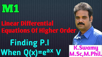 Linear Differential Equations of Higher Order||Finding P.I When Q(x)=eᵃˣ V