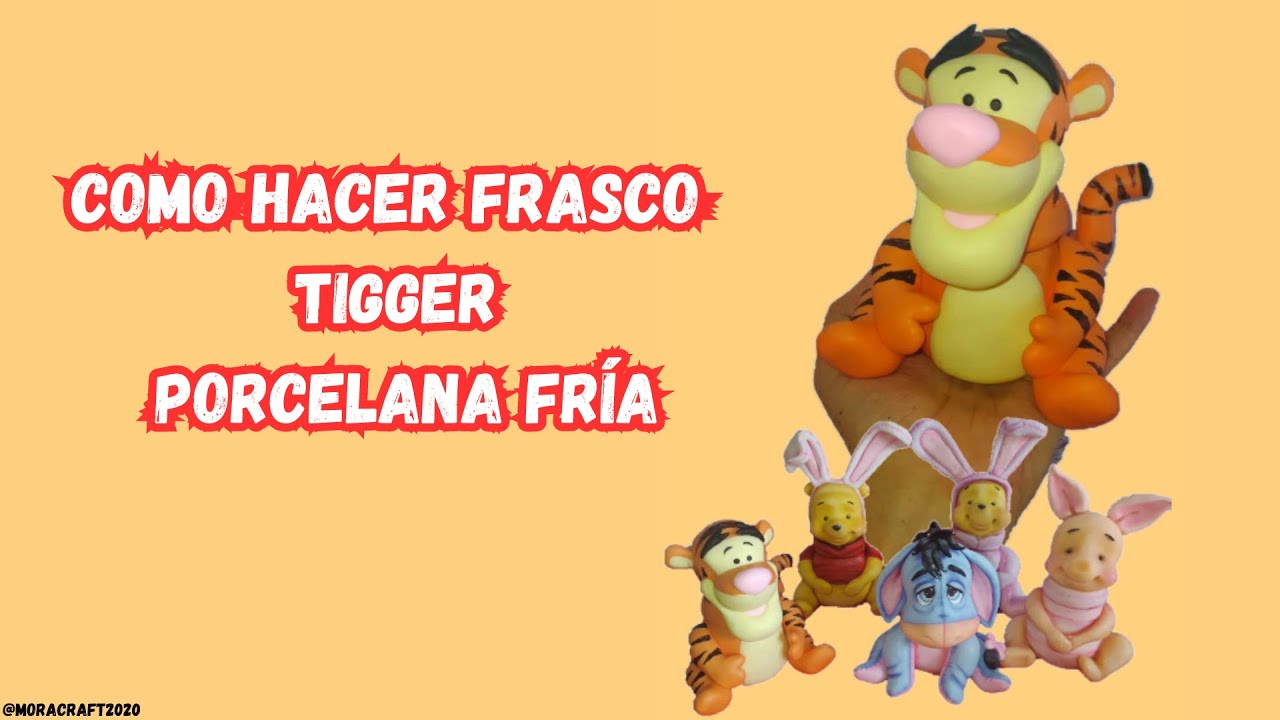 Como hacer Frasco Tigger en Porcelana fría