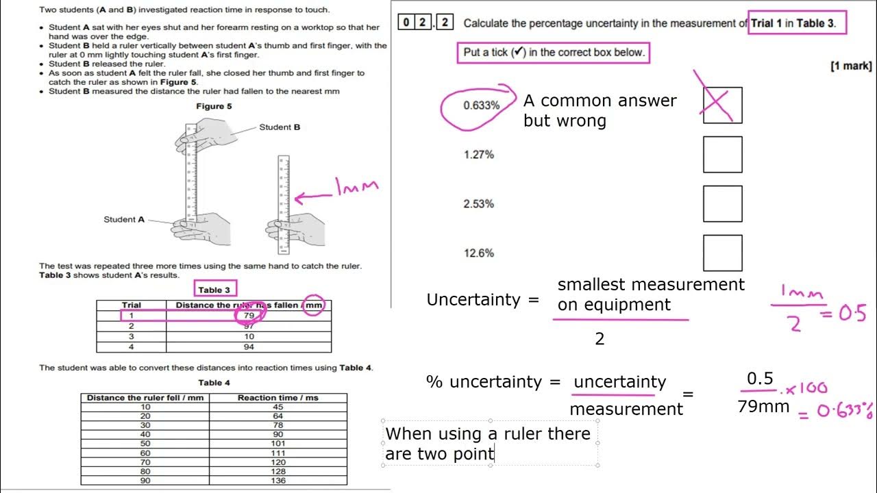 Biology Paper 3 2022 AQA Biology Question 2 2 Percentage Uncertainty biology-paper-3-2022-aqa-biology-question-2-2-percentage-uncertainty