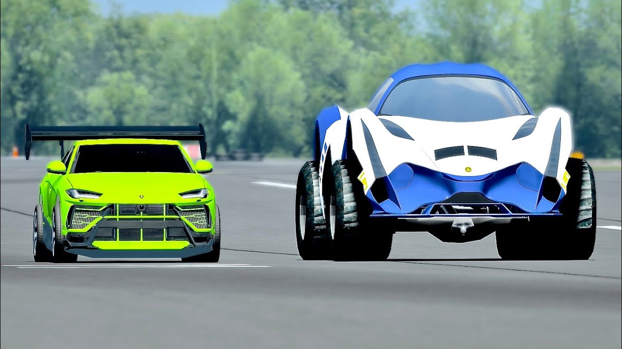 Lamborghini Urus GTR vs Devel Sixteen Monster Truck at Top Gear Track