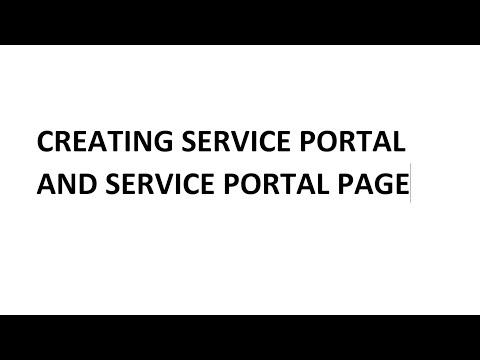 Service Portal- Creating Service Portal and Page.