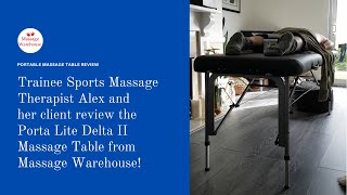 Trainee Sports Massage Therapist Alex and her client review the Porta Lite Delta II Massage Table