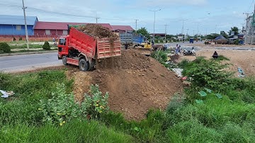 Wonderful Project Operator Skills Bulldozer D311P Pushing Soil And 5Ton Truck Unloading Soil