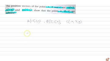 The position vectors of the points A, B and C are `-5hat i+hat j`, `5hati+ 5hatj` and `10hati+...