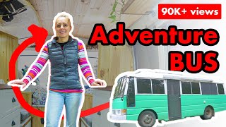Student builds an adventure CAMPER bus and tiny home (FULL TOUR)