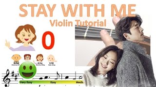 Goblin 도깨비 OST (Chanyeol, Punch) - Stay with me opening sheet music and easy violin tutorial