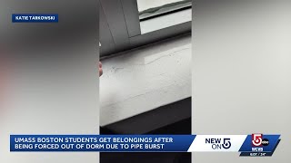 UMass Boston students return to residence hall to collect belongings after burst pipe